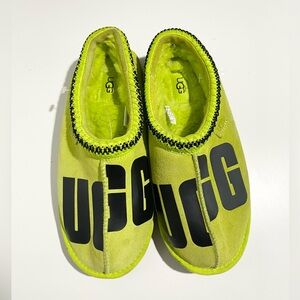 UGG Tasman CHOPD Suede Key Lime Black Sheepskin Mule Slip-On Boots Clogs
